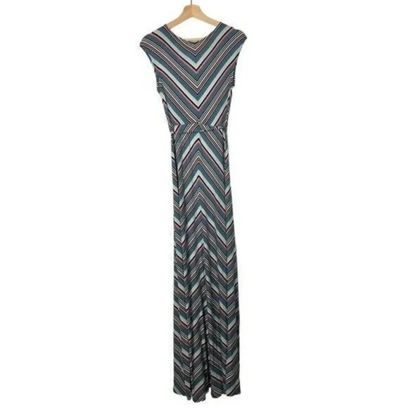Jessica Simpson Maternity Blue & Pink Multi Stripe Maxi Dress S - Picture 3 of 6